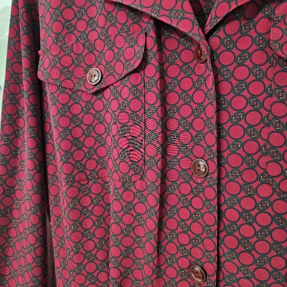 Vintage Talbots Geometric Print Button-up Long Sleeve Belted Shirt Dress size 18 - Picture 7 of 7